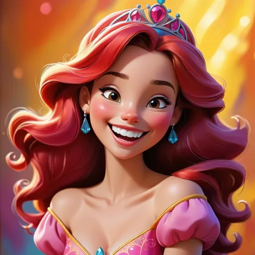 Prompt: Disney style princess with a happy smile, vibrant colors, sunny