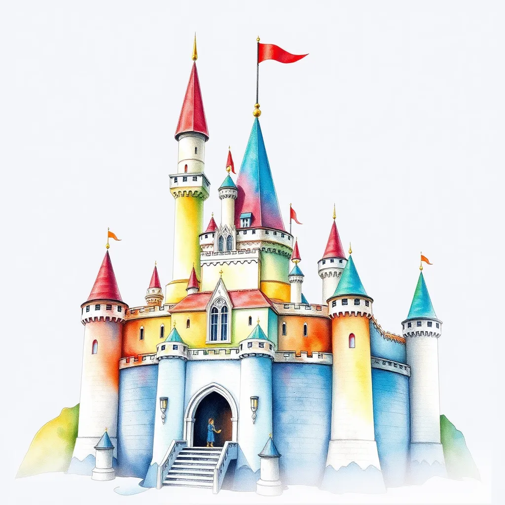 Prompt: watercolor castle