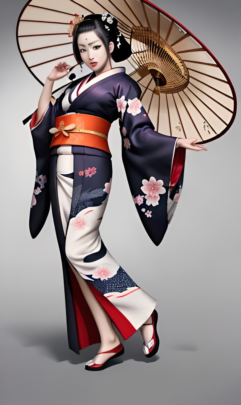 Prompt: a Japanese geisha, wearing beautiful Kimono, high resolution, detailed face, 8k