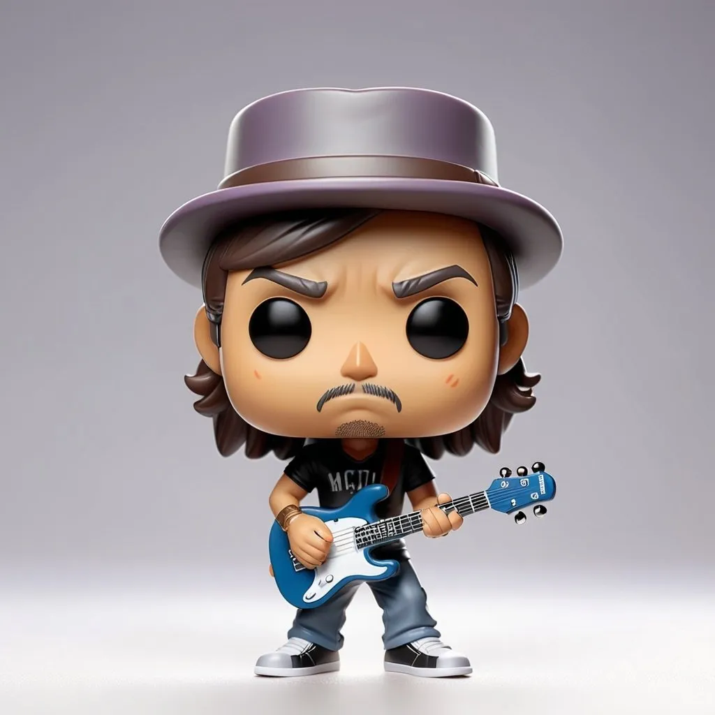 Prompt: Funko pop musician figurine, made of plastic, product studio shot, on a white background, diffused lighting, centered