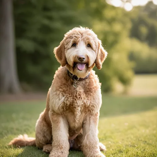Prompt: a cute goldendoodle, professional pet photography, natural lighting, outdoors, high quality, detailed, realistic, portrait