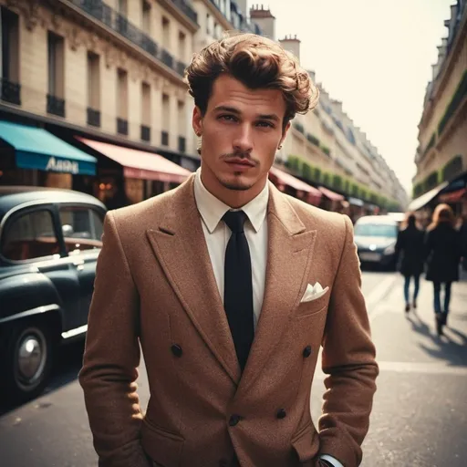 Prompt: Glamour photography of a man in paris in the style of Guy Aroch