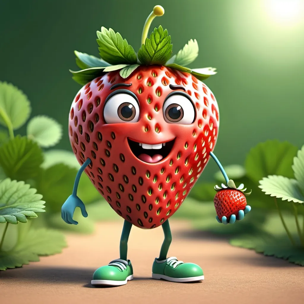 Prompt: a strawberry character