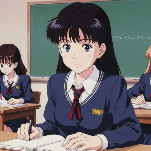 Prompt: 1990s anime screencap, a school girl, anime scene