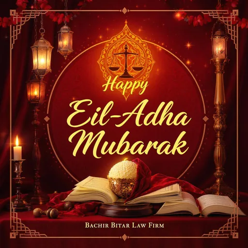 Prompt: عيد أضحى مبارك from bachir bitar law firm with law ambiance
