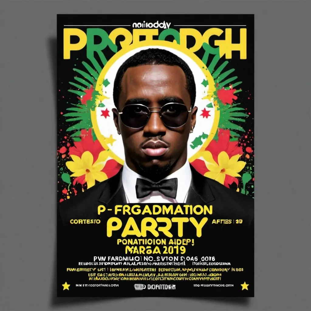 Prompt: Um flyer para uma festa com cortes do tema afronation Portugal e nome da festa “P.diddy party “ para maiores de 18 anos 