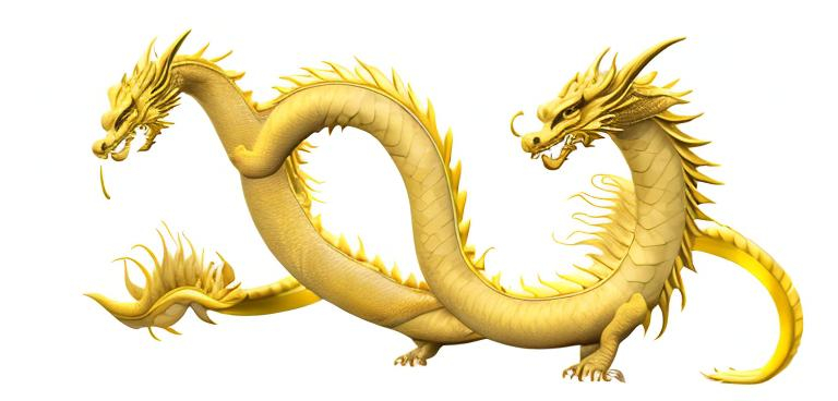 Prompt: Asia Dragon with yellow skin and long body curling it’s body in “2024” shape 