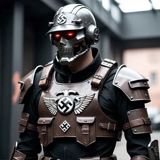 Prompt: Nazi SS cyberpunk armor