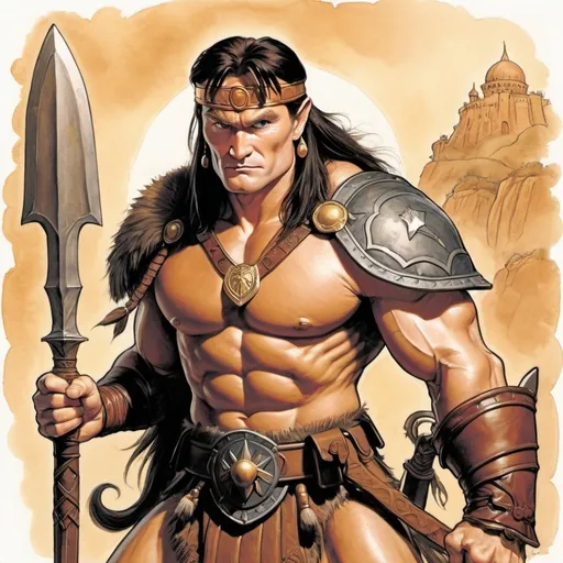 Prompt: conan in the style of tony diterlizzi