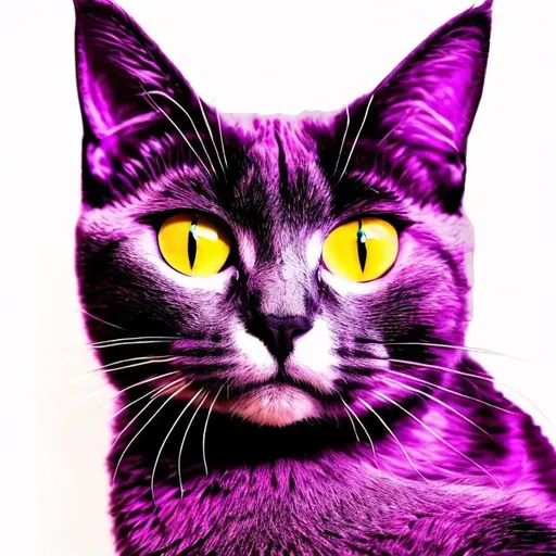 Prompt: Taxiba cat in shades of blue pink purple black and white