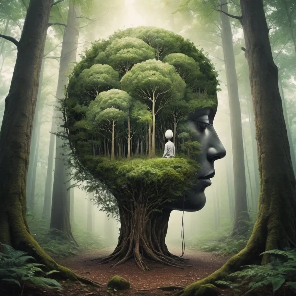 Prompt: sound great head mind big tranquility forest art 