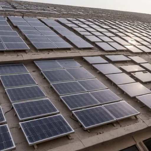 Prompt: placas solares sobre el tejado de un edificio en primer plano.