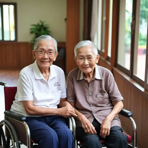 Prompt: old people living in a senior living community at the heart of bangkok