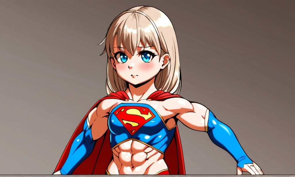 Prompt:  very detailedsupergirl loli with abs and muscle