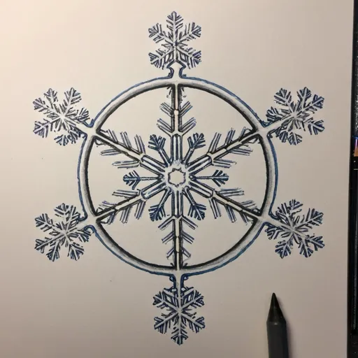 Prompt: Just draw a bicycle wheel that looks like a snowflake.