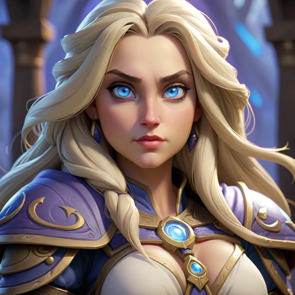 Prompt: Jaina Proudmoore, blue eyes, crop top