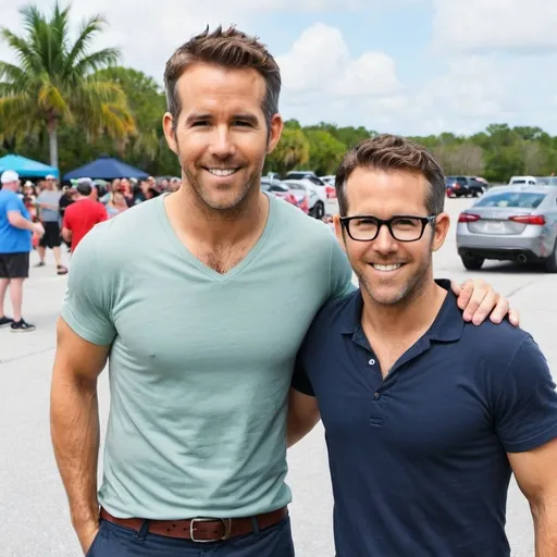 Prompt: A fun day with Ryan Reynolds in Florida