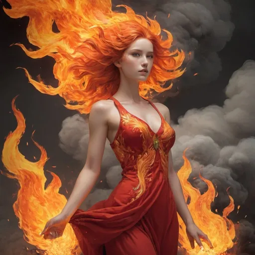 Prompt: personification of fire