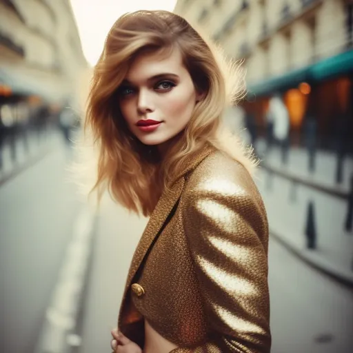 Prompt: Glamour photography of woman in paris in the style of Guy Aroch