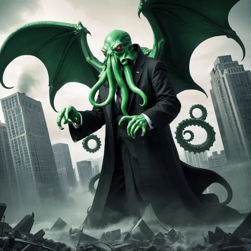 Prompt: Supreme Cthulhu is destroying the city. 