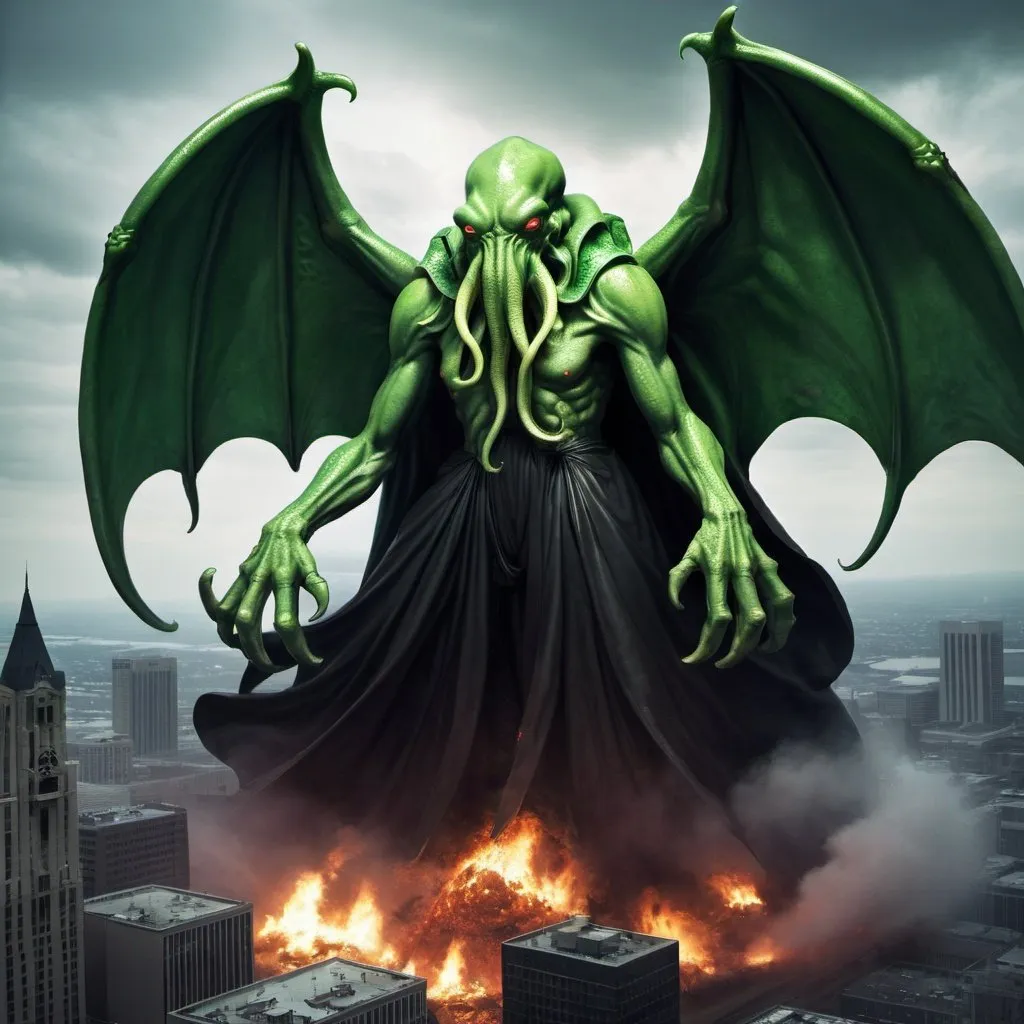 Prompt: Supreme Cthulhu is destroying the city. 