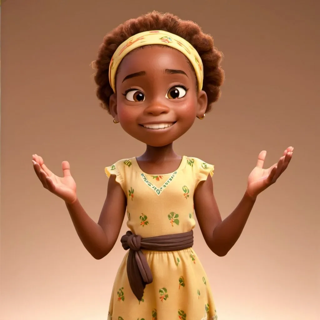 Prompt: smiling african girl facing forward, clapping her hands, no background
