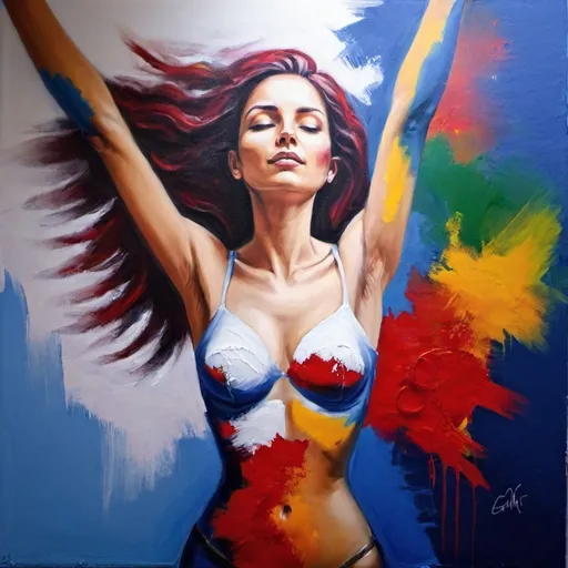 Prompt: Create painting woman freedom enlightmemt