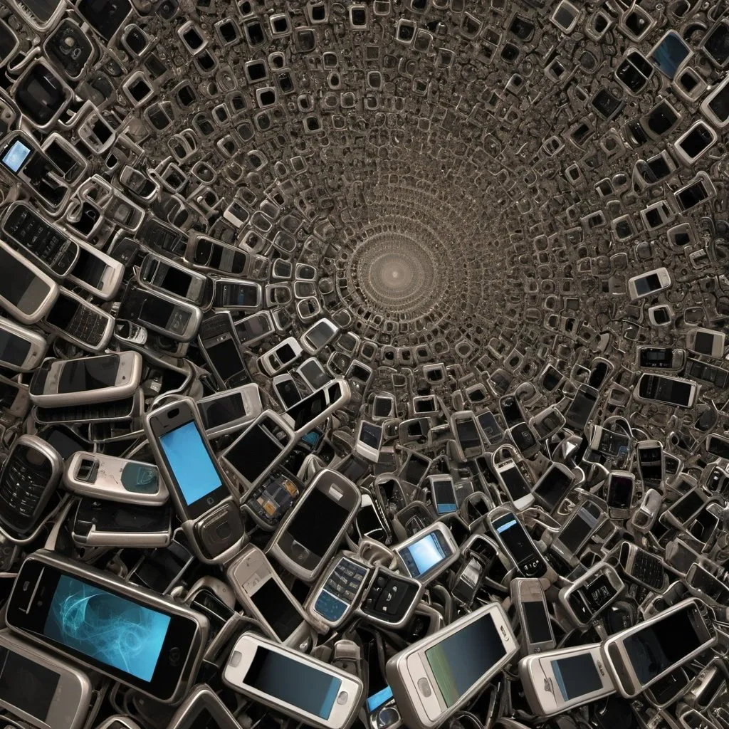 Prompt: thousands of phones fractal