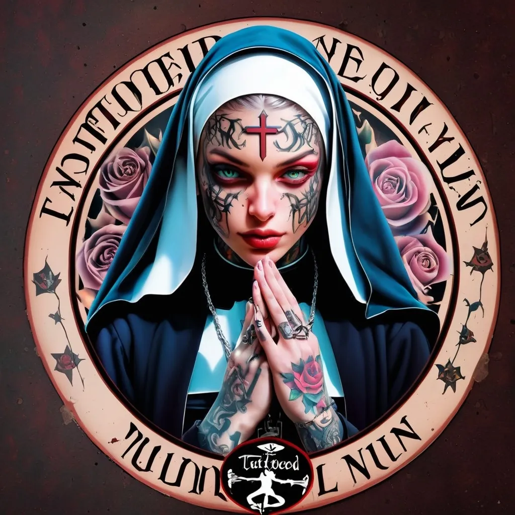 Prompt: tattooed nun logo