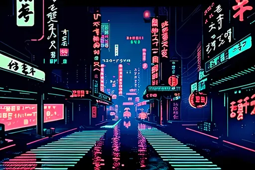 Prompt: Noir Cyberpunk Tokyo with neon signs in Japanese in Monochrome. Symbolism, Detailed Art, 8K, Epic, Dynamic Light.