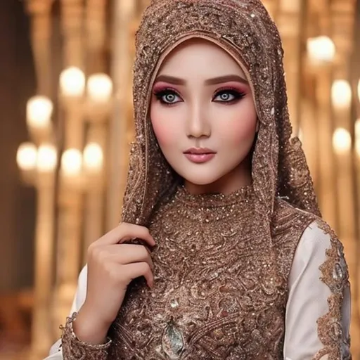Prompt: Seorang wanita, mata cantik, bibir cantik, wajah cantik, hijab putih elegan, 8k ultra realistis