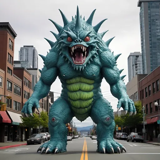 Prompt: A kaiju monster based off of Seattle 