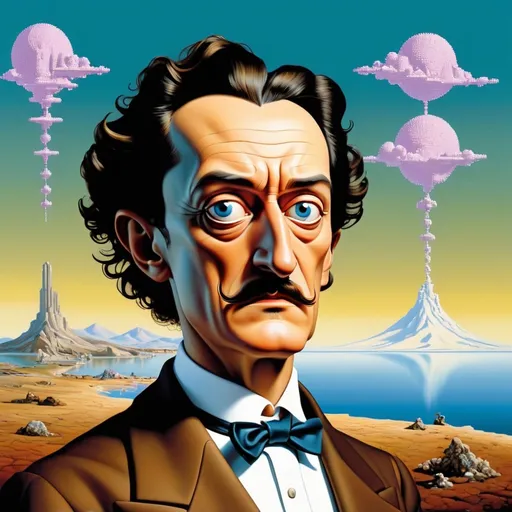 Prompt: Artwork by Salvador Dali, nicola Tesla, represented entirely in 8-bit 1990 point and click medium