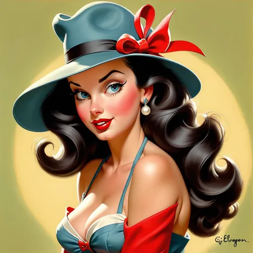 Prompt: Gil Elvgren pin-up girl