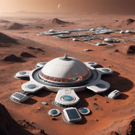 Prompt: A futuristic version of Taipei on Mars