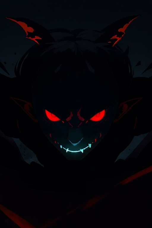 Prompt: shadow monster with red eyes glow in the dark