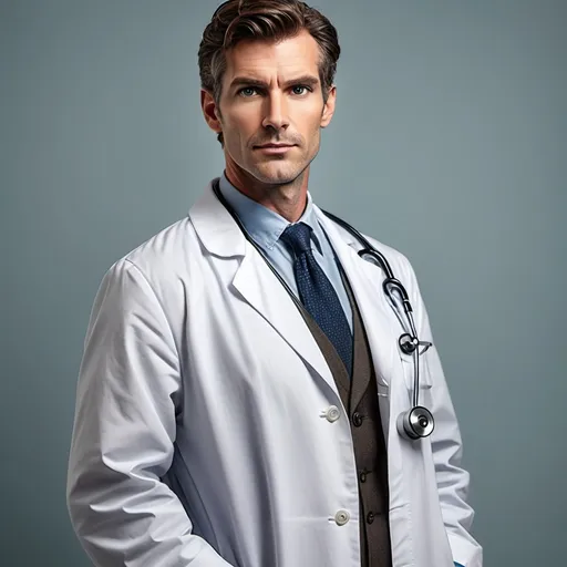 Prompt: handsome male 7 ft tall  doctor