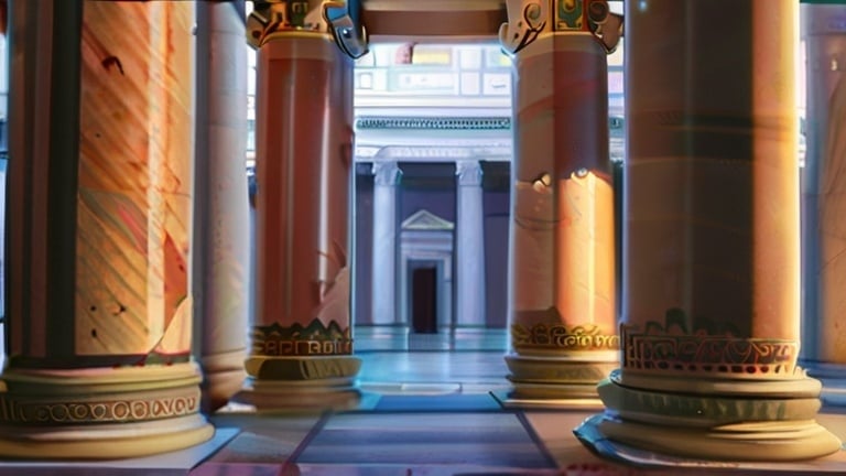 Prompt: inside roman palace with pillars