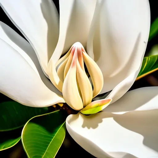 Prompt: up close rendering of a white magnolia flower
