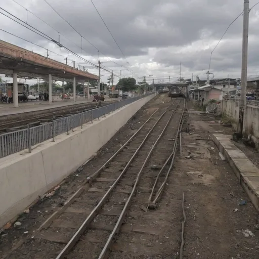 Prompt: Governor Pascual Station at Malabon City along the north western main line circa July 2023