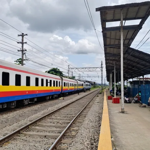 Prompt: Marilao Station at Marilao Bulacan along the north western main line circa August 2023