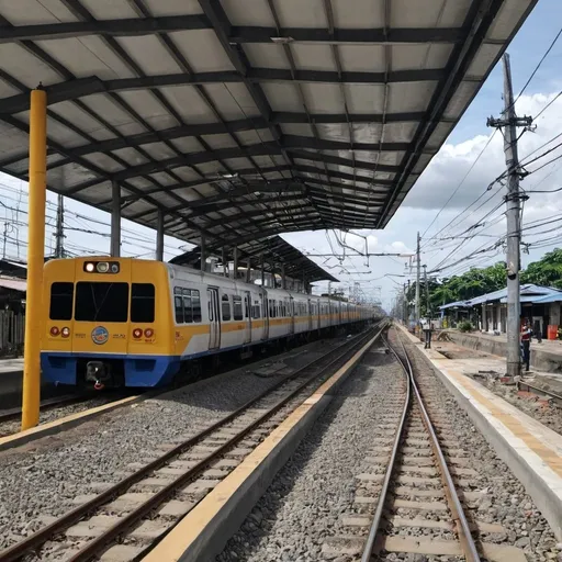 Prompt: Governor Pascual Station at malabon city along the north western main line circa August 2023