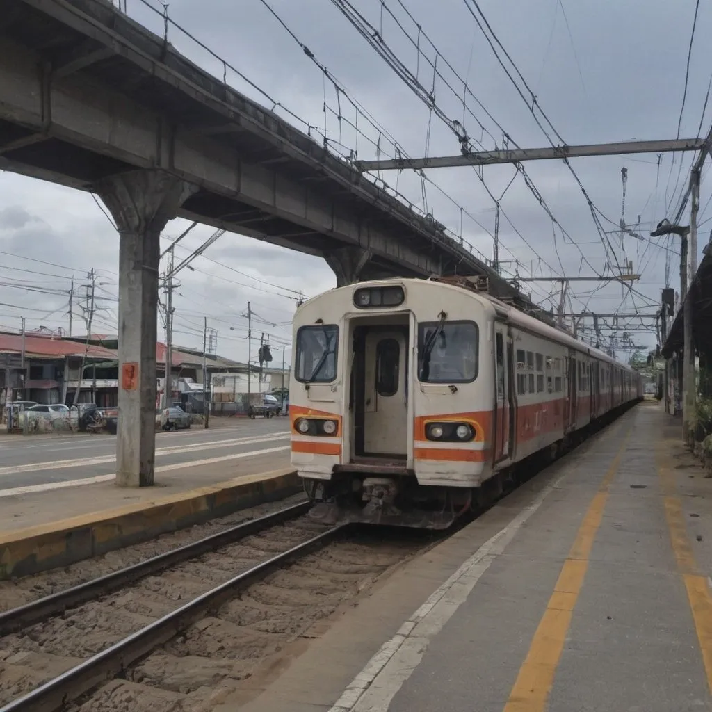 Prompt: 10th Avenue Station at Caloocan City along the north western main line circa July 2023