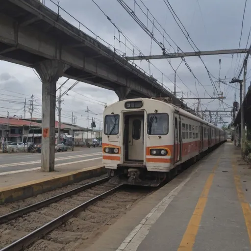 Prompt: 10th Avenue Station at Caloocan City along the north western main line circa July 2023
