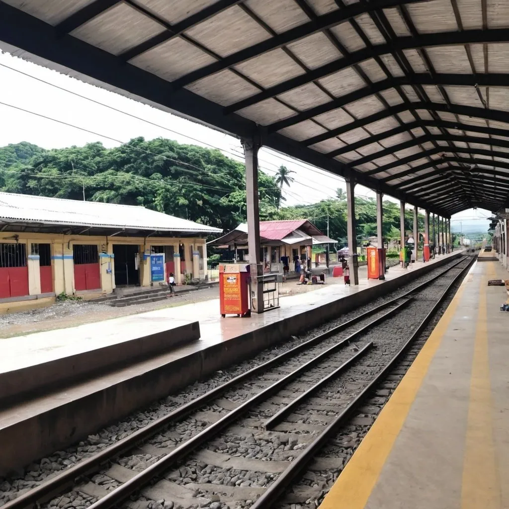 Prompt: Taal Station at Bocaue Bulacan along the north western main line circa August 2023