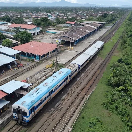 Prompt: Bocaue Station at Bocaue Bulacan along the north western main line circa August 2023