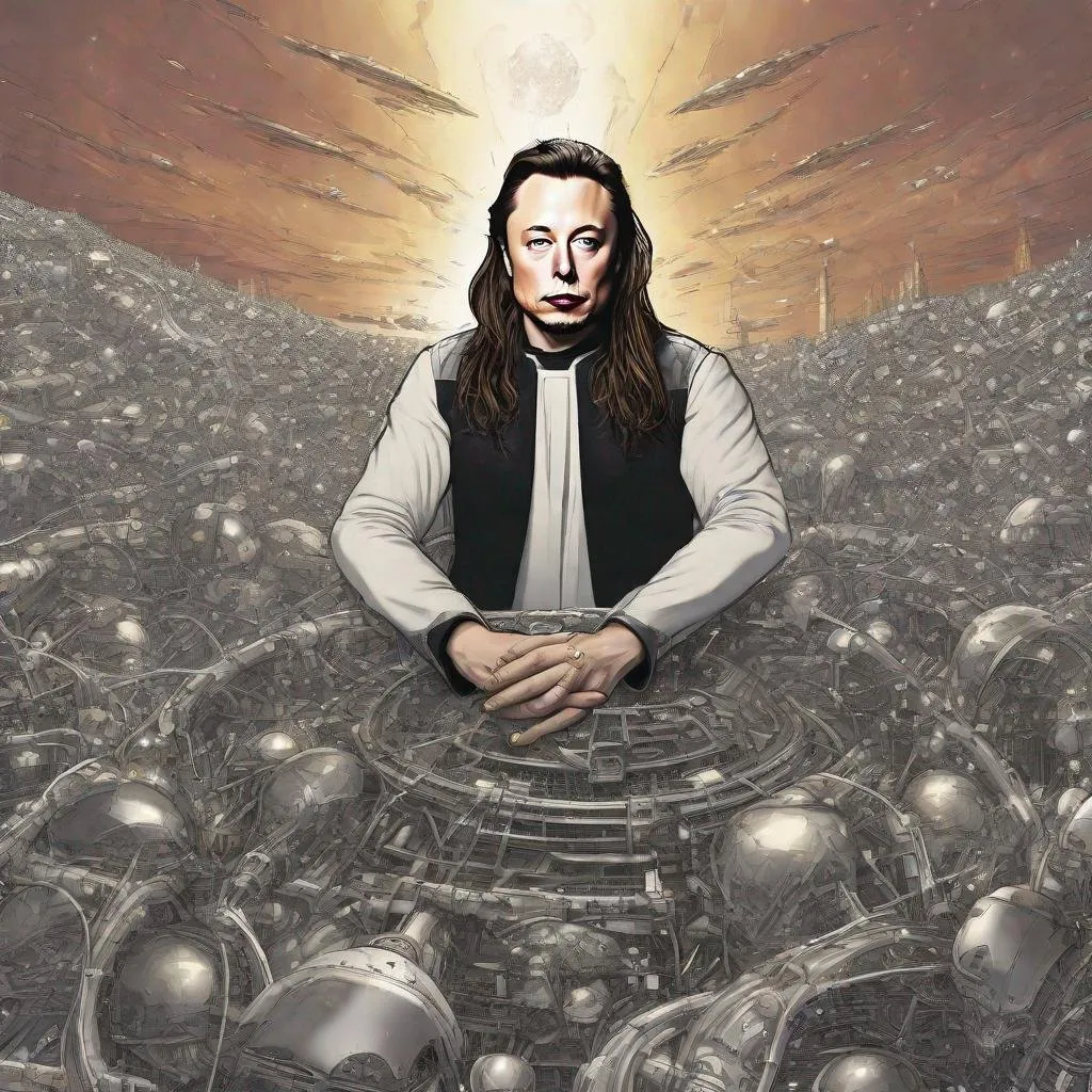 Prompt: Elon musk as techno jesus saving the world 
