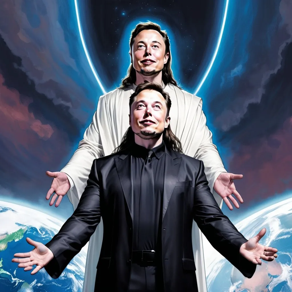 Prompt: Elon musk as techno jesus saving the world 