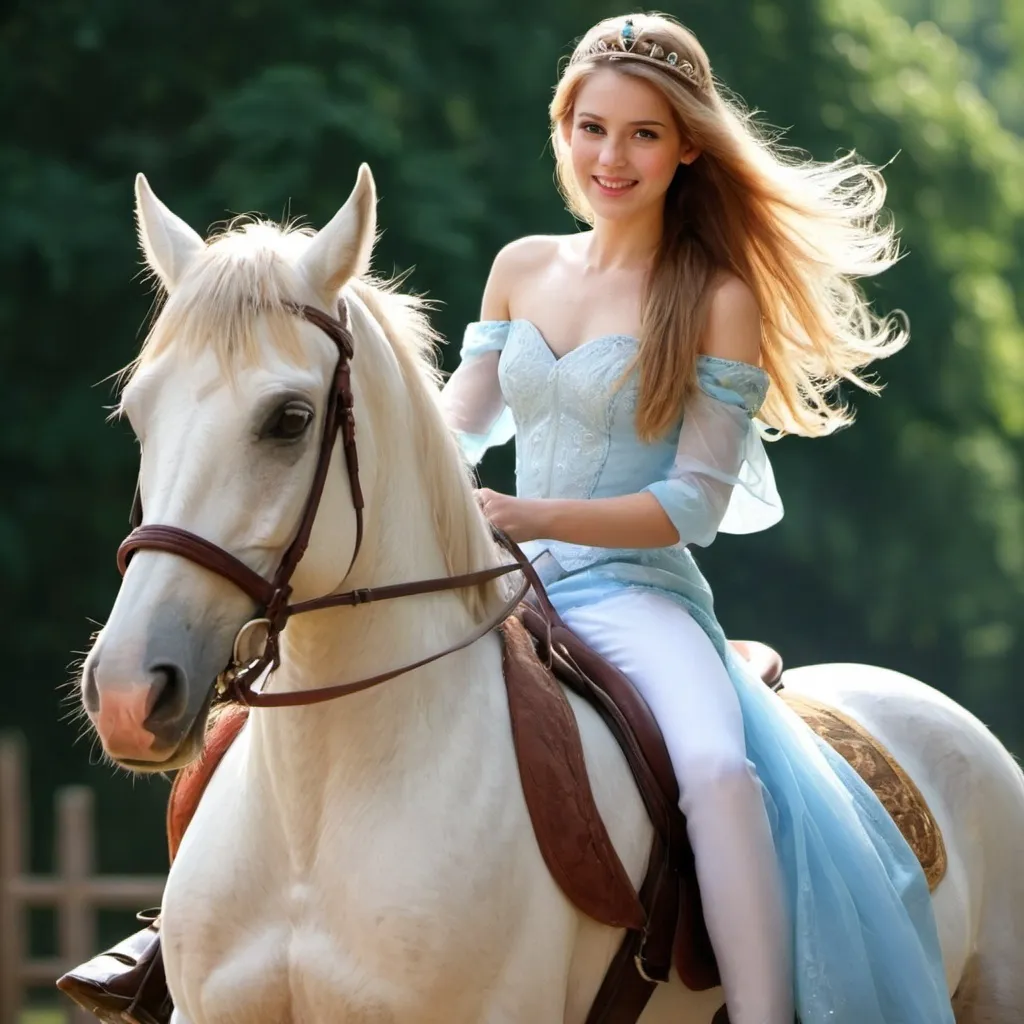 Prompt: Beautiful princess riding a horse