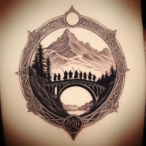 Prompt: the fellowship of the ring tattoo